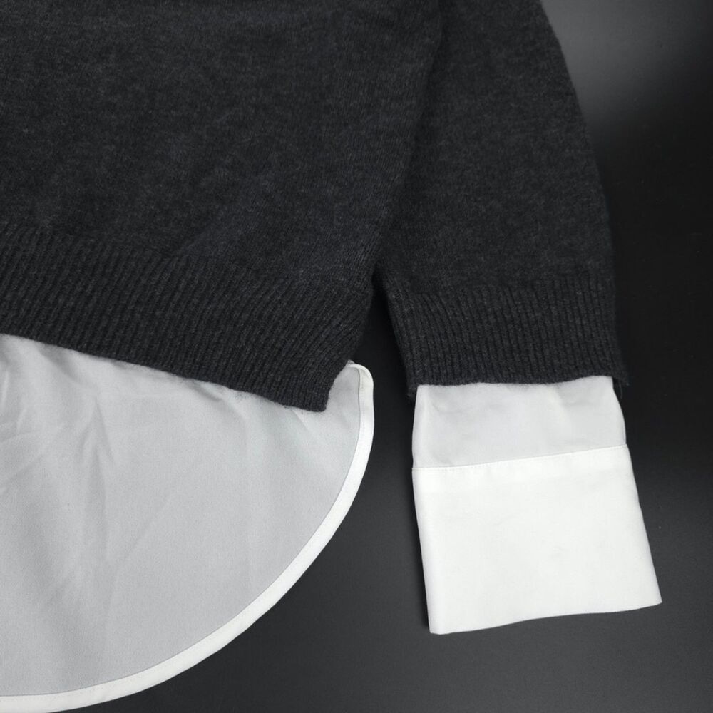 BROCHU WALKER Looker Layered V-Neck Cashmere Wool Sweater Gray Preppy Old Money - Picture 6 of 12
